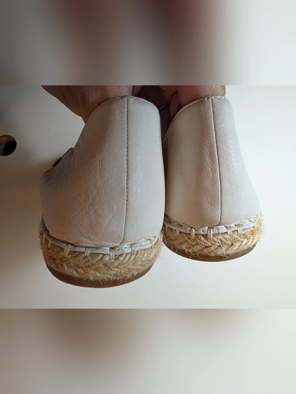 Eileen Fisher Cream Leather Espadrille Slingback Flats Size 7.5